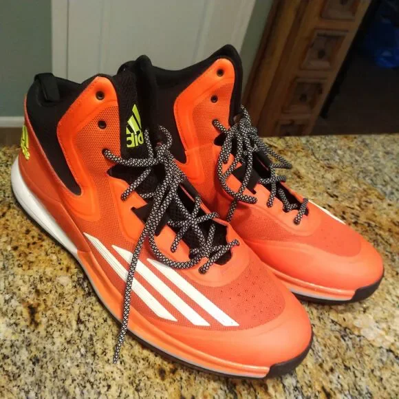 Rare 2014 Adidas Mens Basketball Shoes Sneakers Orange Black Lace Up S84205 14.5